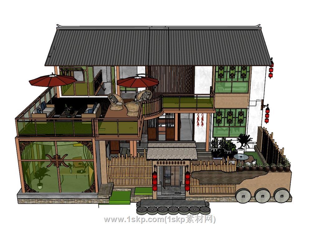 乡村民宿SU模型