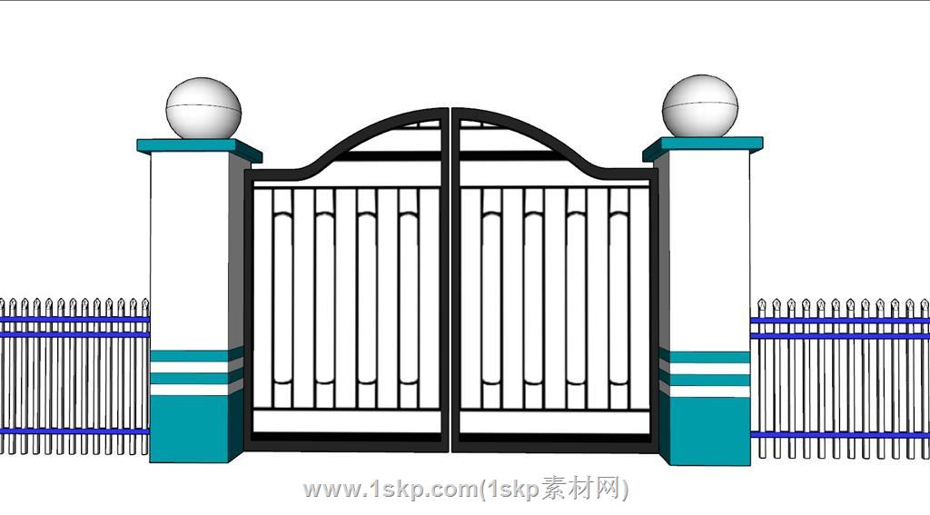 铁艺门围墙栏杆SU模型