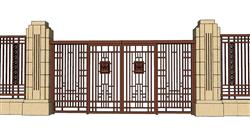 新中式大门SU模型