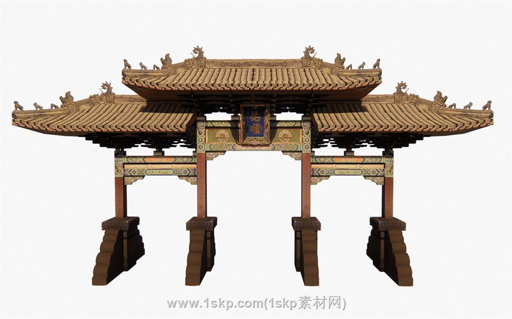 门楼牌坊SU模型