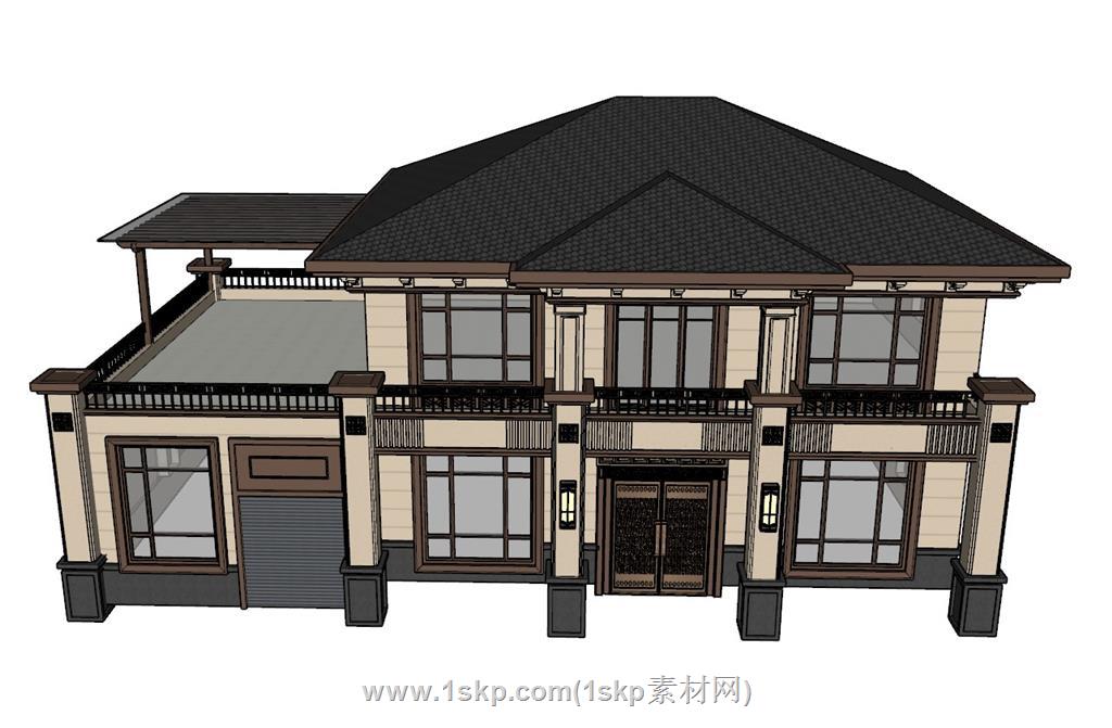 新中式别墅自建房SU模型