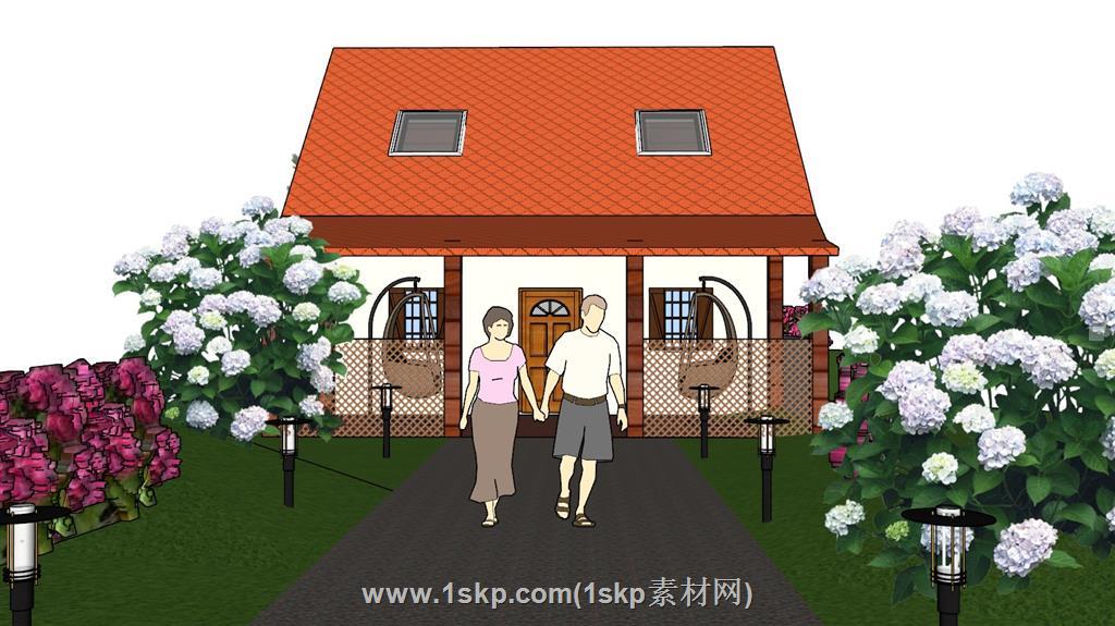 美式乡间木屋SU模型