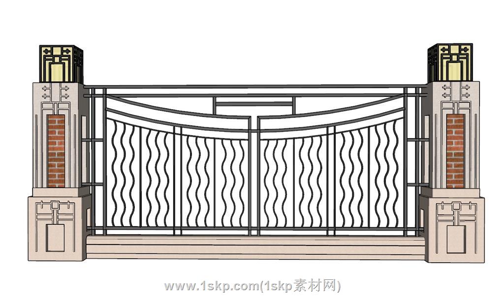 中式围墙SU模型