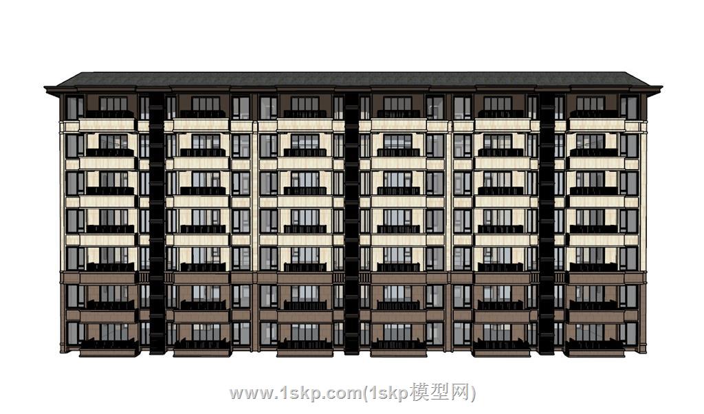 中式住宅楼公寓SU模型