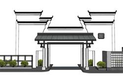 中式入口大门SU模型