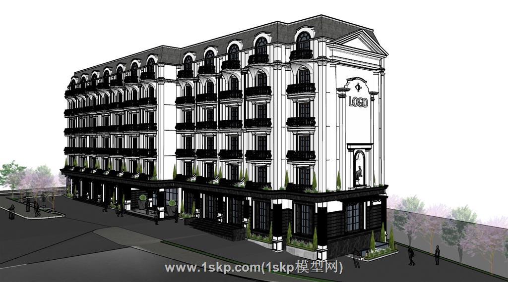 欧式酒店建筑SU模型
