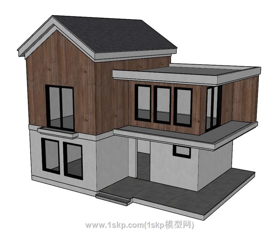 斜顶欧式房屋SU模型