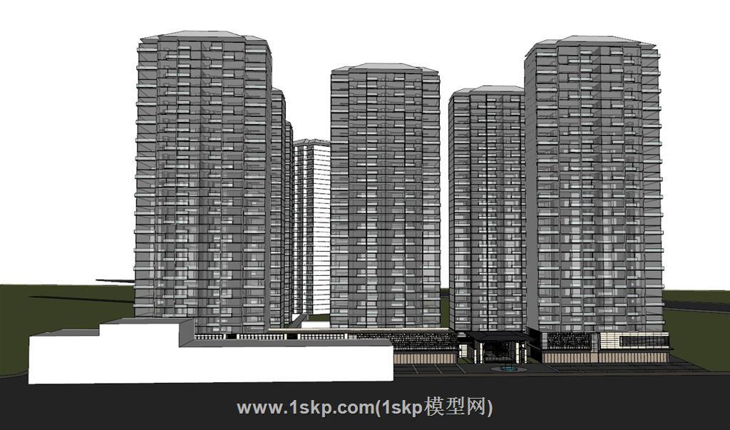 小区住宅高层SU模型