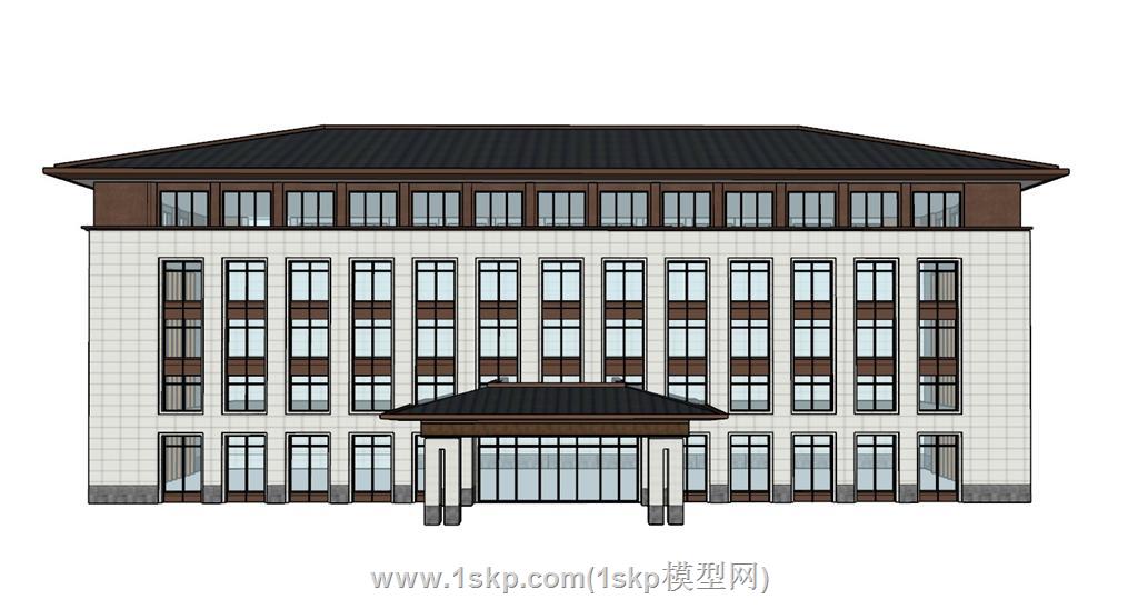 新中式综合楼办公楼SU模型
