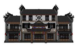 中式餐饮建筑SU模型