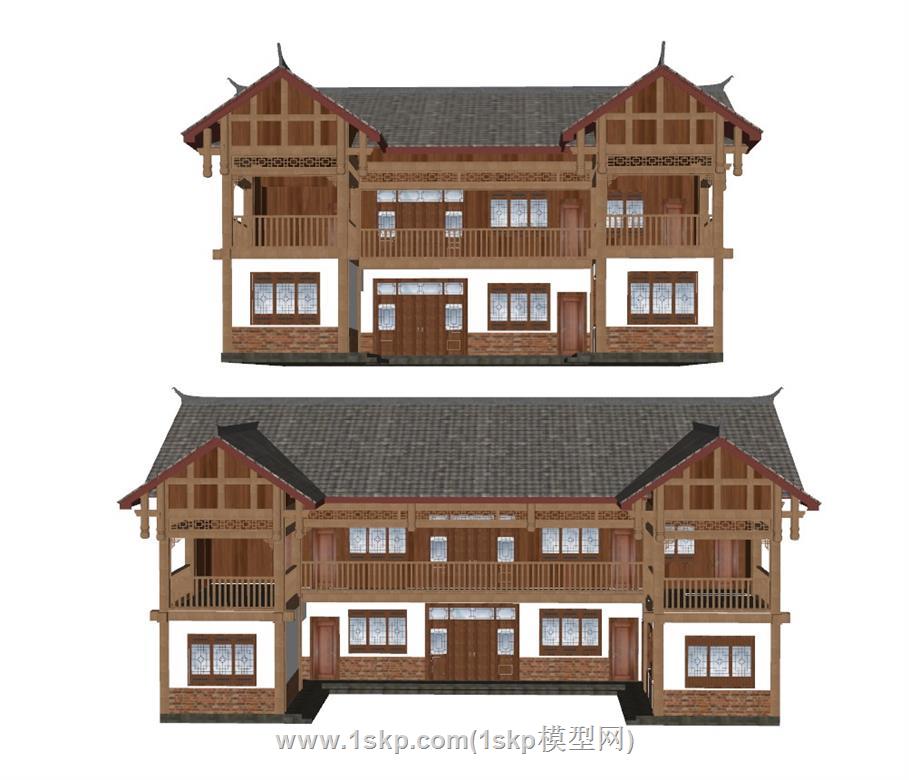 中式民居民房SU模型