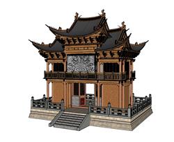 中式古建筑SU模型
