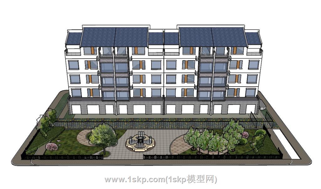 中式徽派住宅楼SU模型