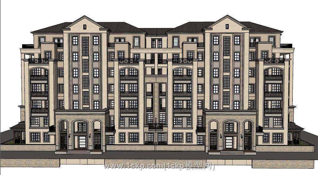 简欧住宅楼洋房SU模型