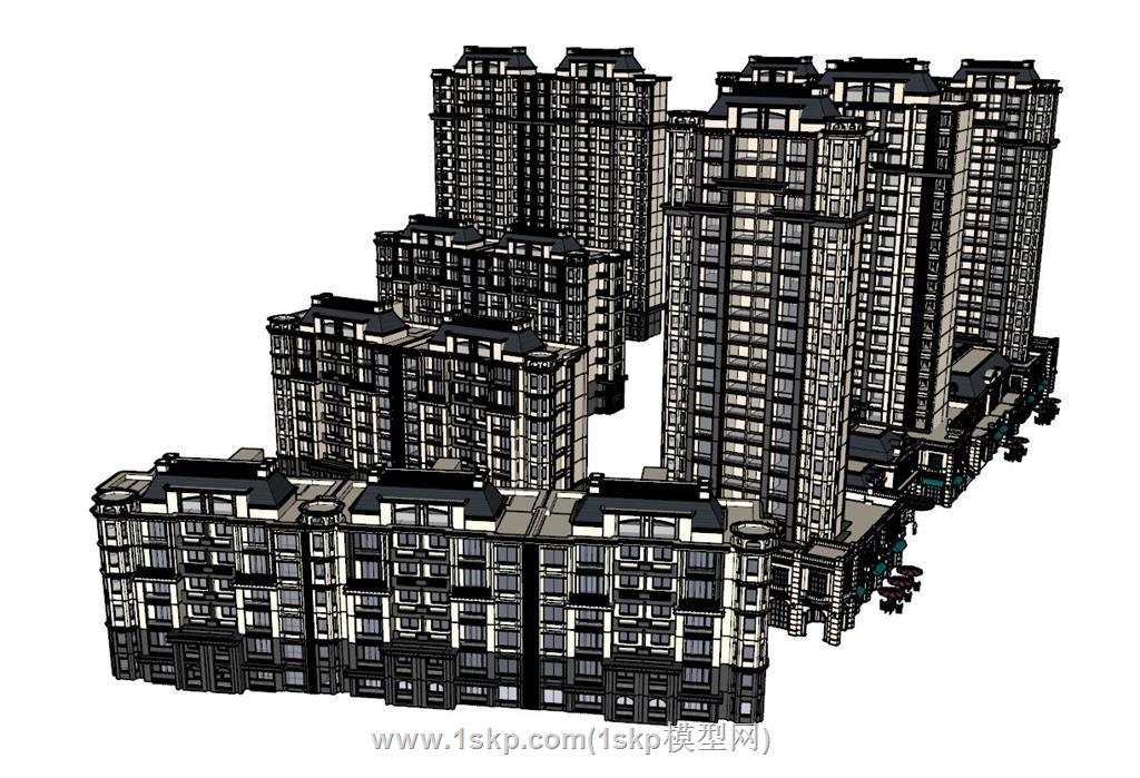 小区高层建筑SU模型