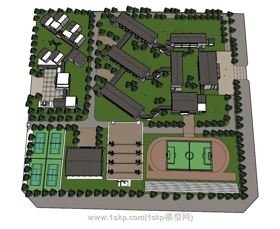 小学学校校园SU模型