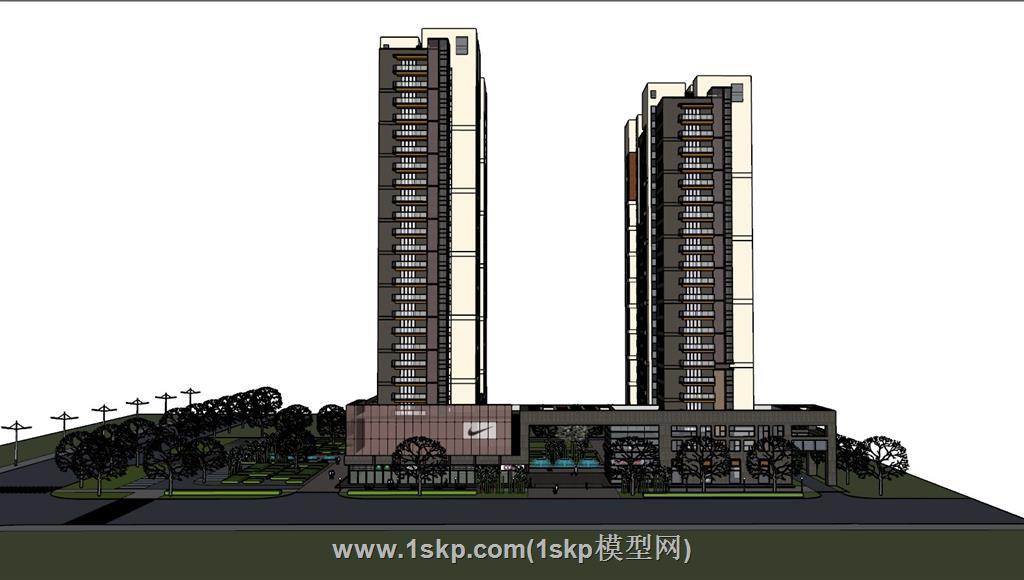 小区高层建筑SU模型