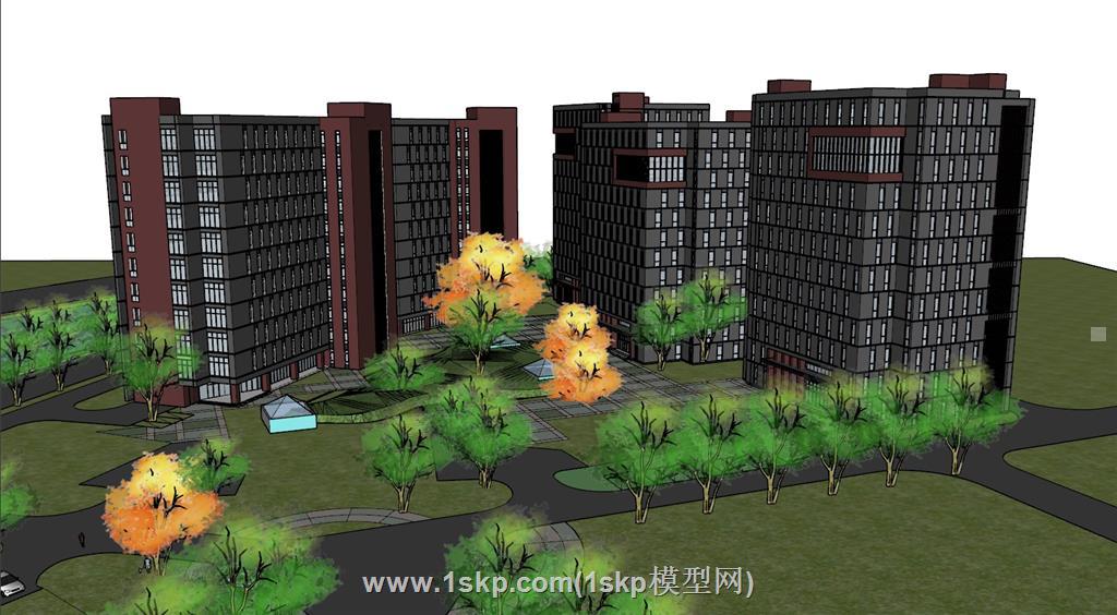 小区住宅建筑SU模型