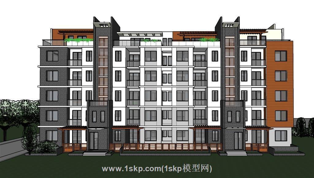 小区住宅楼建筑SU模型
