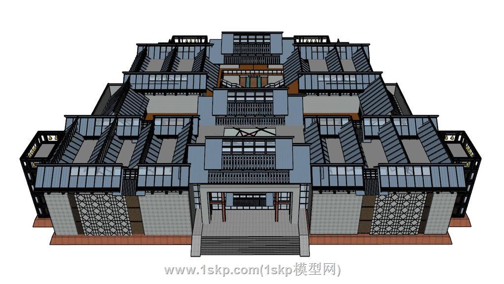 中式纪念馆建筑SU模型
