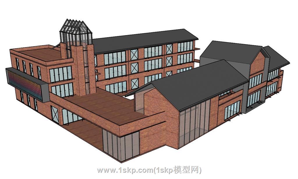 英伦幼儿园建筑SU模型
