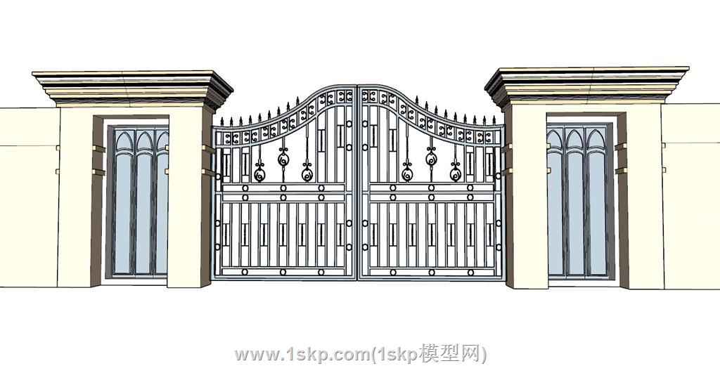 铁艺大门围墙SU模型