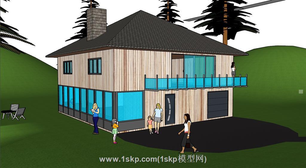 美式乡村木屋SU模型
