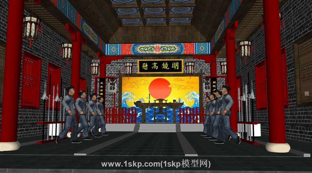 古代公堂衙门SU模型
