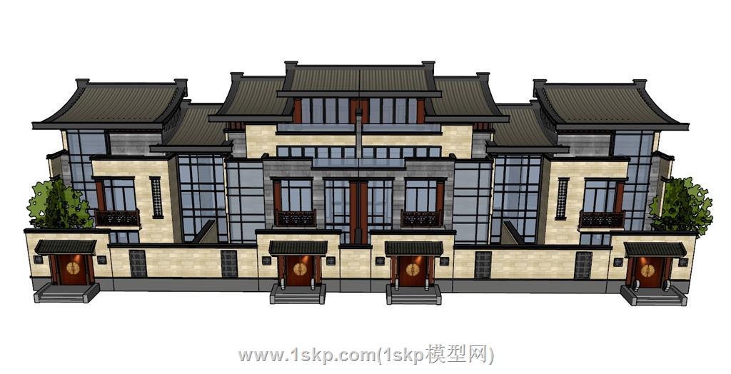 新中式别墅SU模型