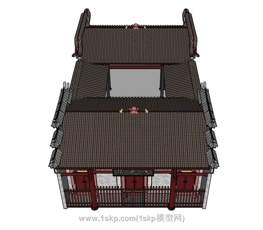 中式古建祠堂SU模型