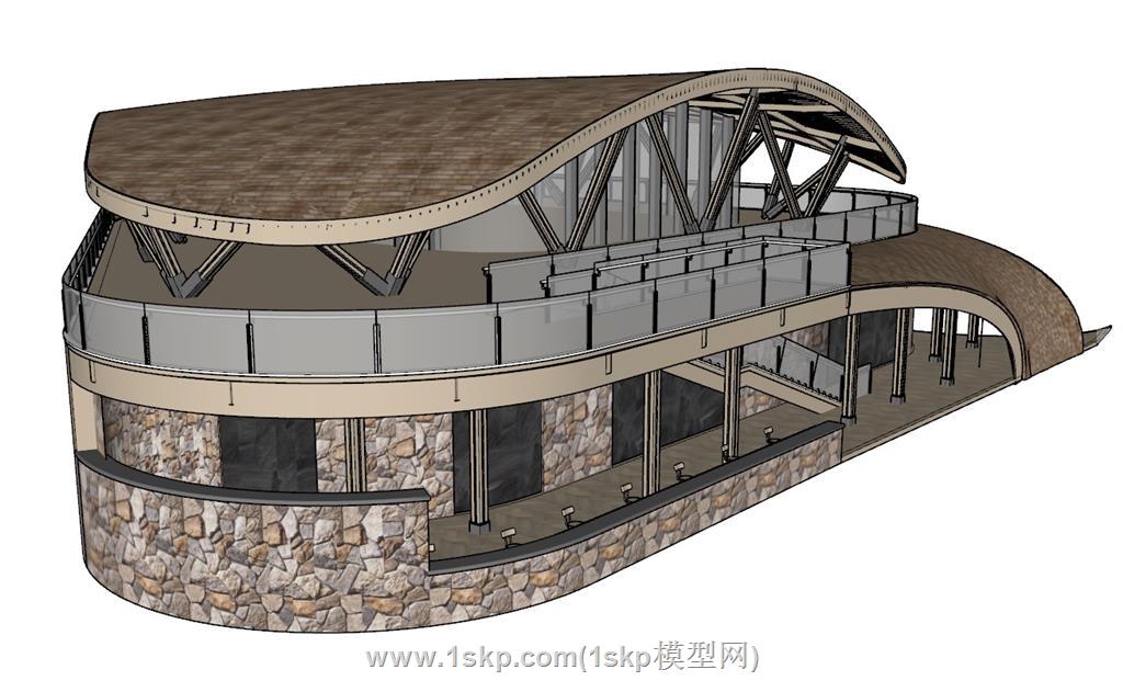 观景台SU模型