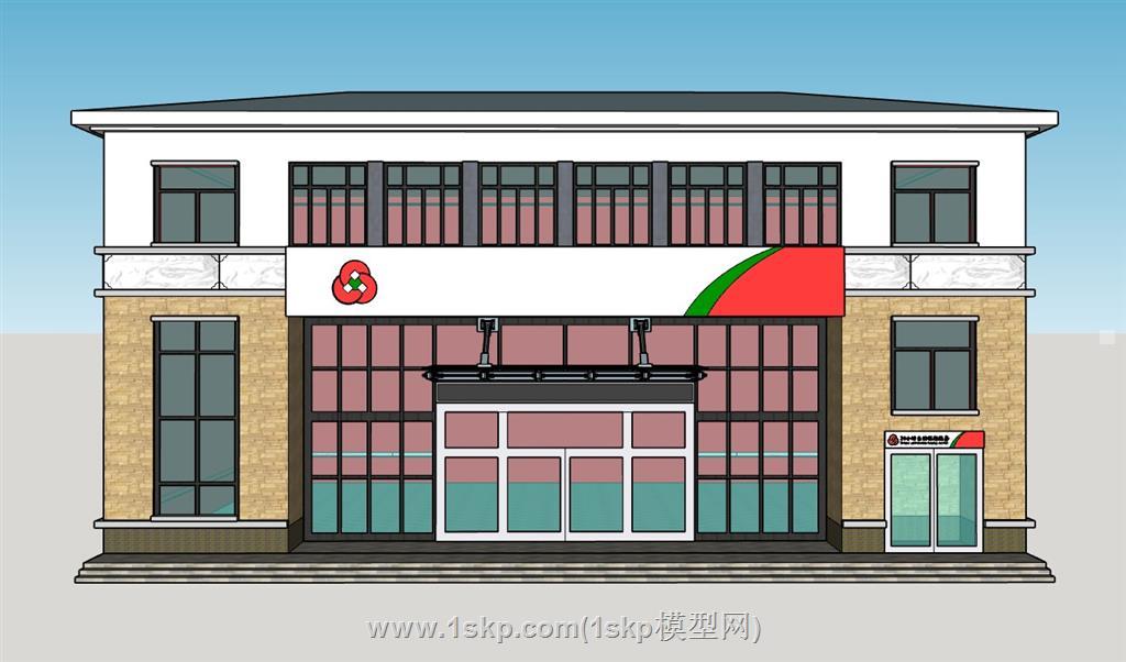 乡镇银行建筑SU模型