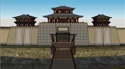边关护城河城门SU模型