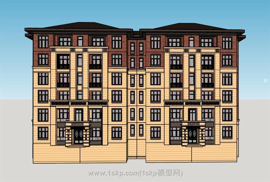 简欧公寓住宅楼SU模型