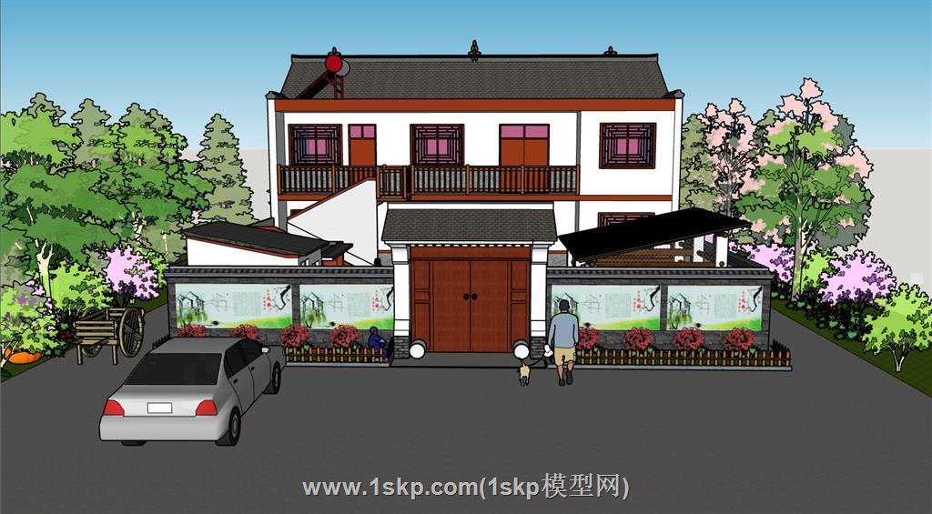 乡村民宿四合院SU模型