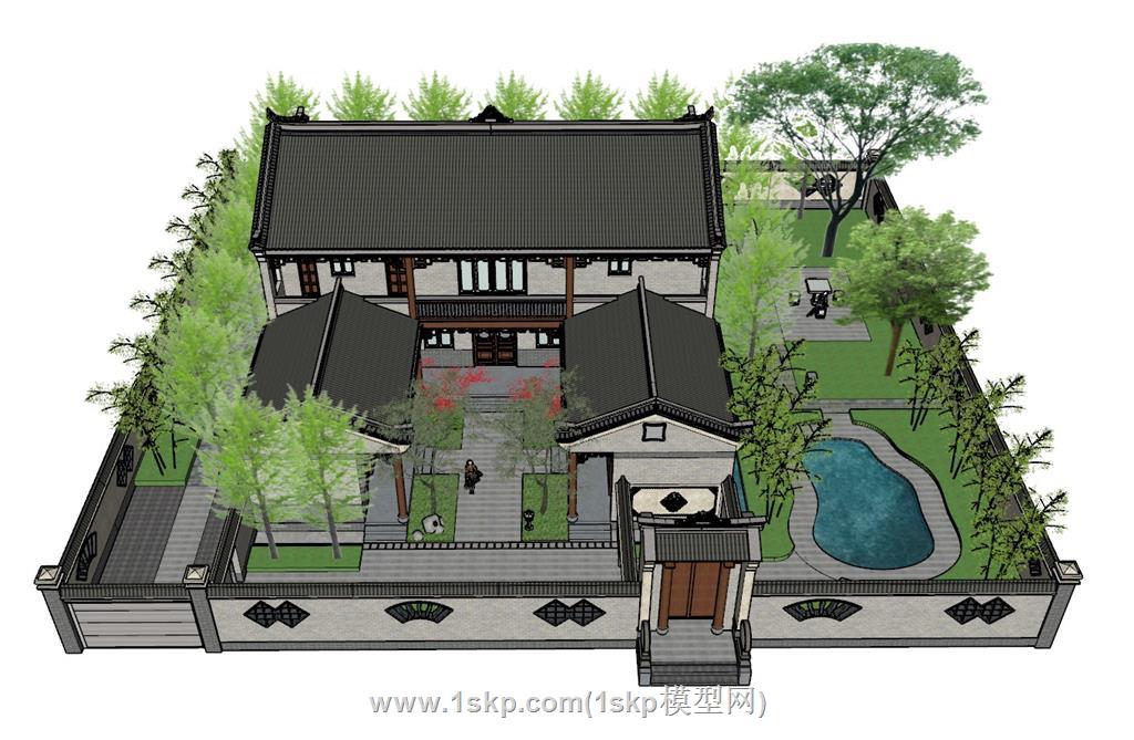 四合院别墅住宅SU模型
