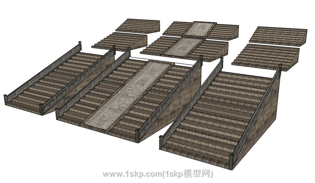 古建台阶阶梯SU模型