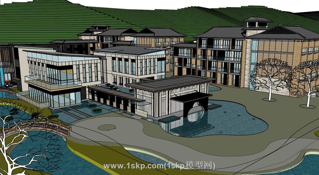 示范区建筑景观SU模型