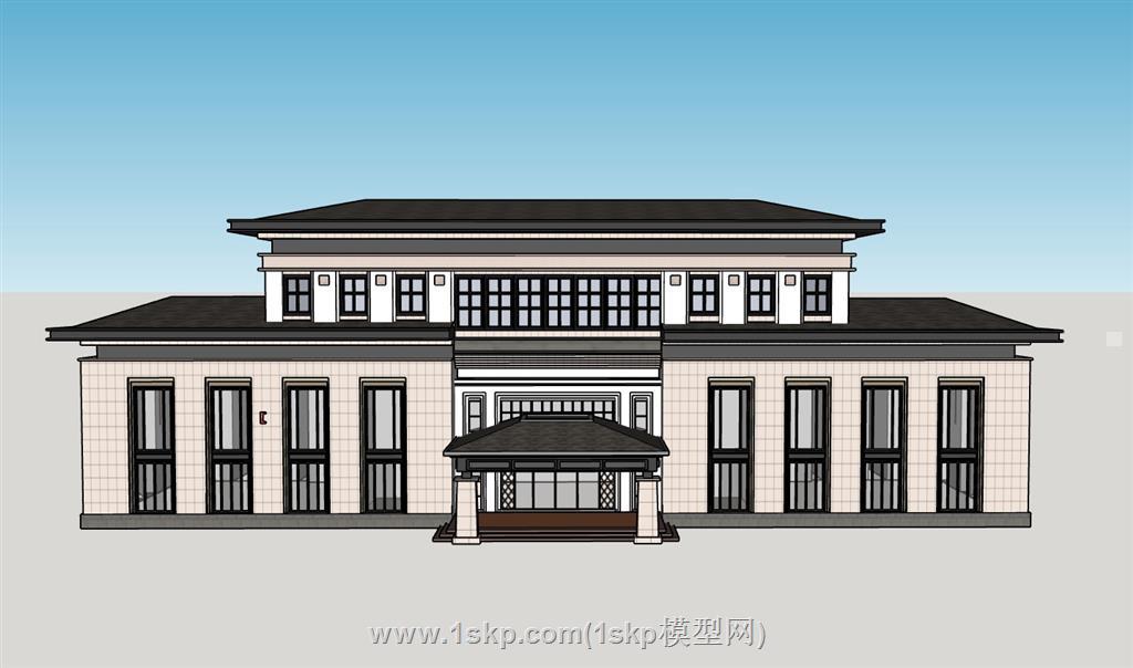 新中式行政办公楼SU模型