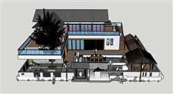 乡村民宿合院SU模型