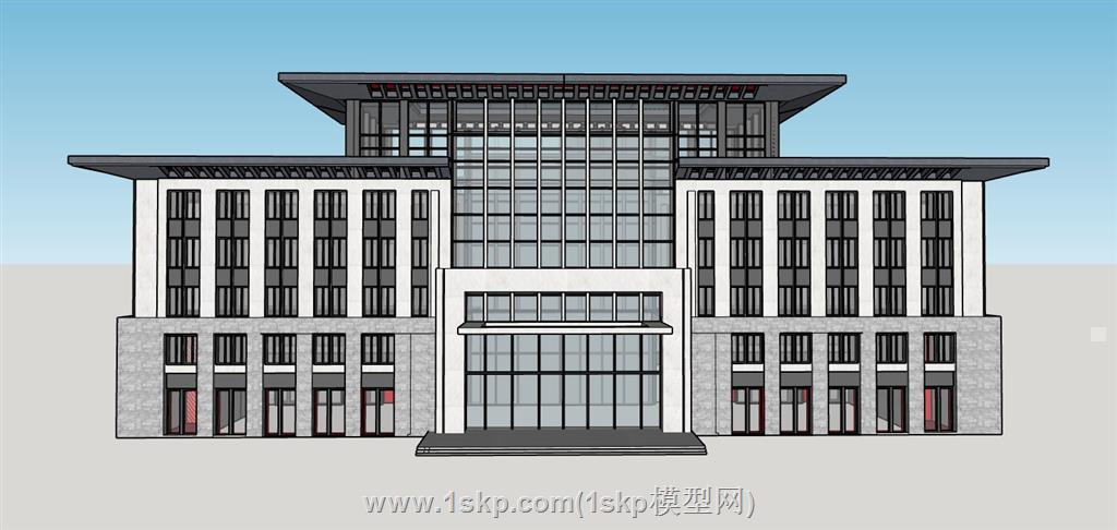 新中式行政办公楼SU模型
