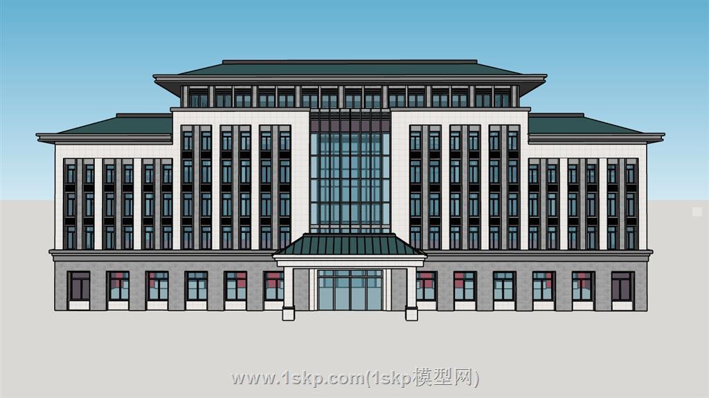 新中式行政办公楼SU模型