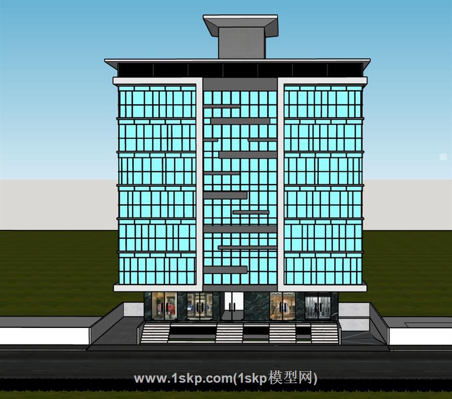 办公楼玻璃幕墙建筑SU模型