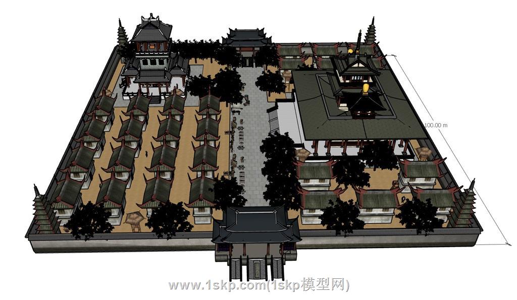 中式古建寺庙SU模型