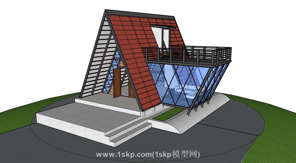 休闲三角屋SU模型