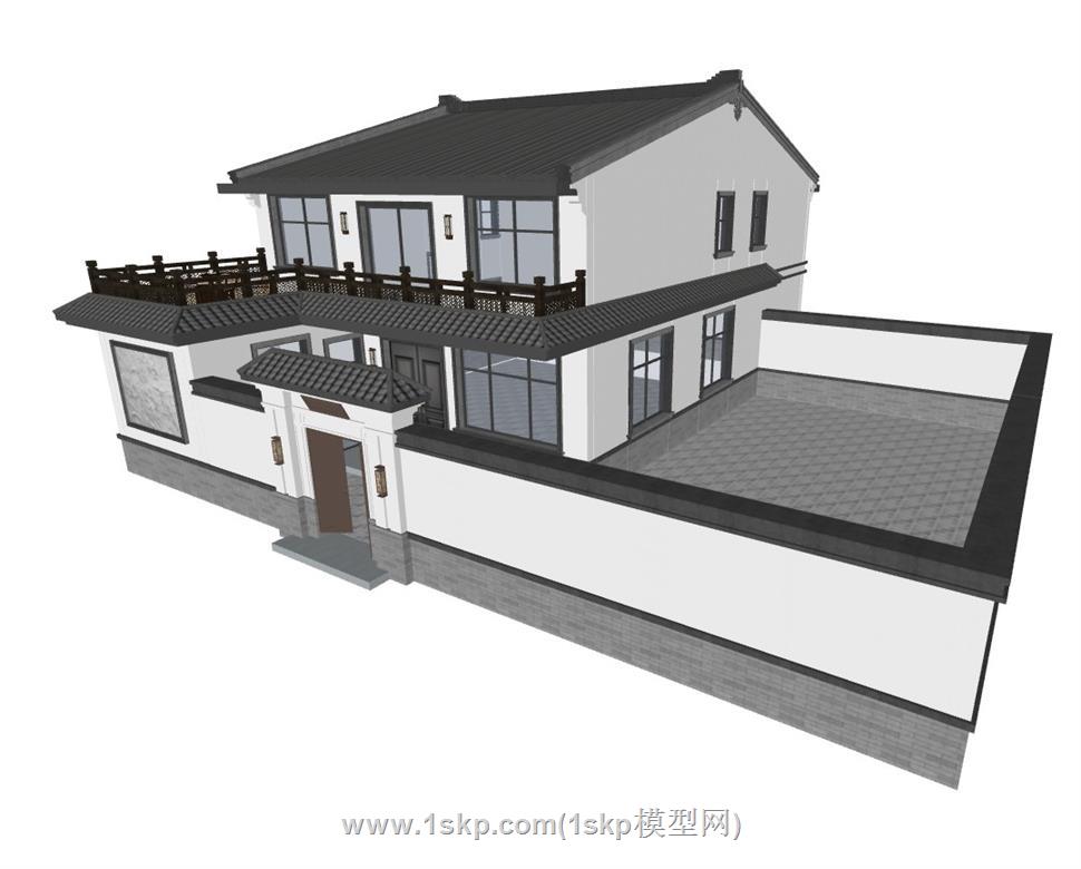 中式合院别墅SU模型