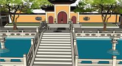 中式寺庙SU模型 免费sketchup模型下载