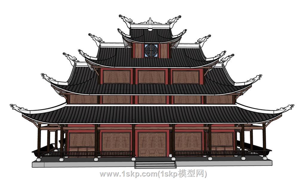 寺庙建筑SU模型