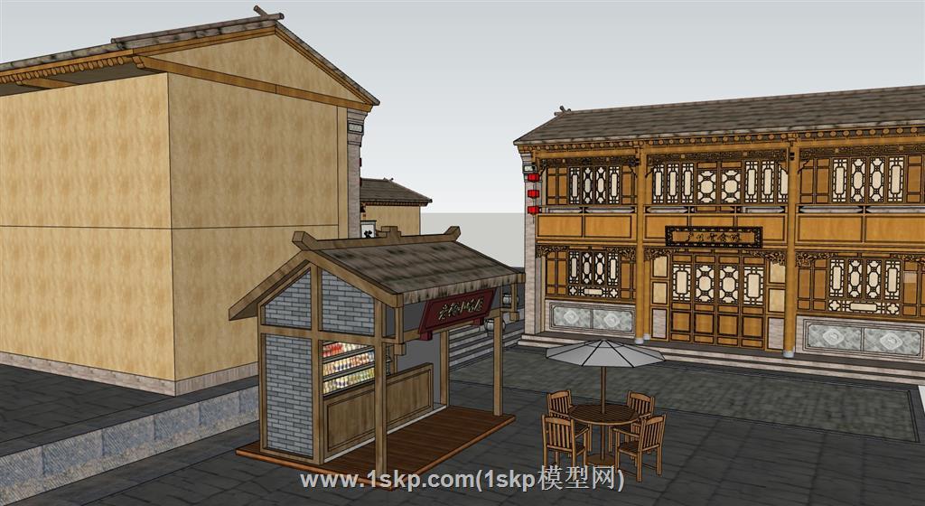 中式仿古商业街SU模型