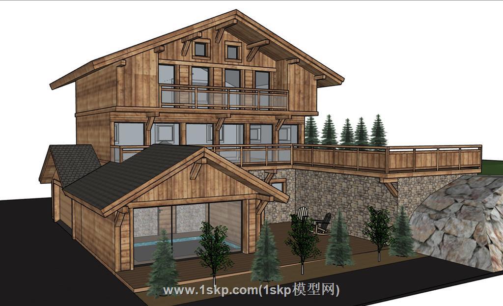木屋山地别墅SU模型
